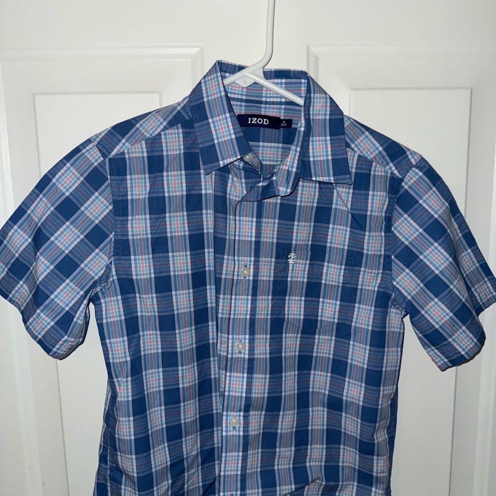 Izod kids Casual Blue and White Plaid Shirt